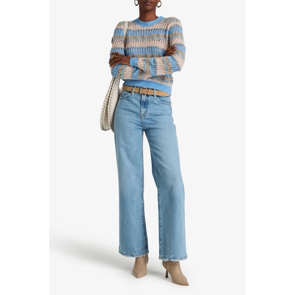 Frame | Le Jane High Rise Wide Leg Denim Jeans Midwash Plus Size 32/14 Cotton‎